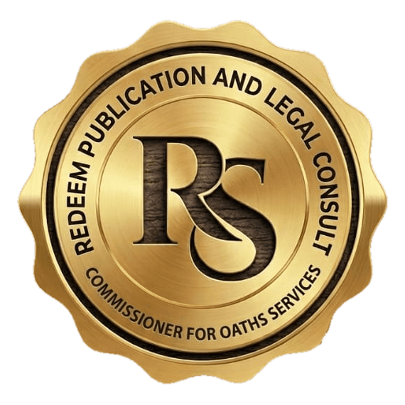 Redeem Publication and Legal Consult seal with gold RS monogram